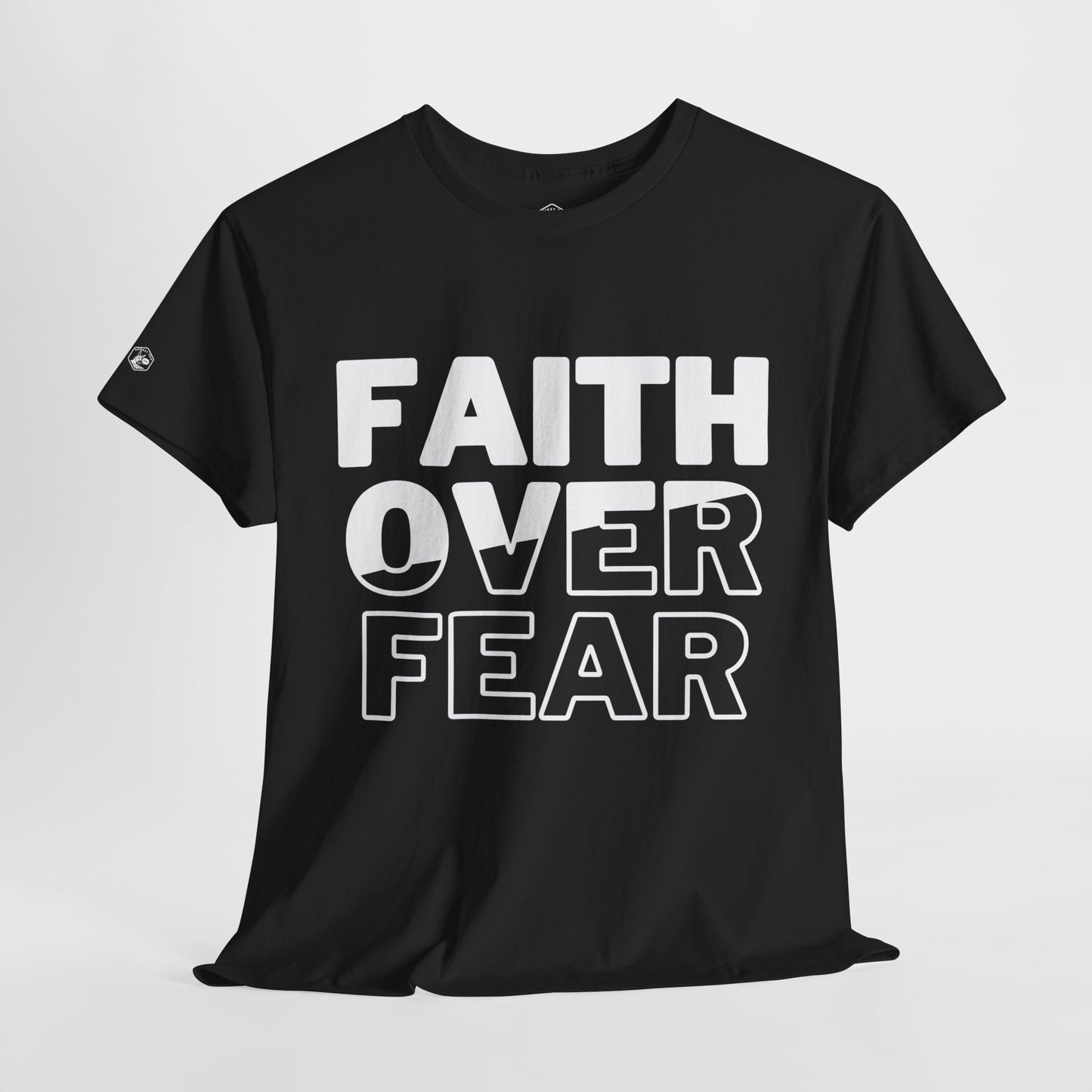 Faith Over Fear Unisex Black Heavy Cotton Tee | Inspirational Graphic T-Shirt