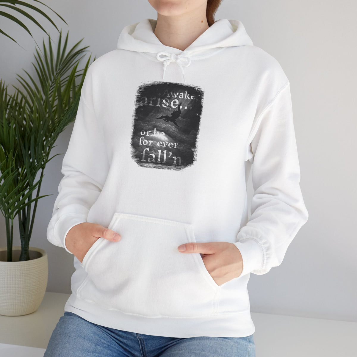 Inspirational Unisex Heavy Blend™ Hoodie - 'Awake, Rise, Forever Fall'n'