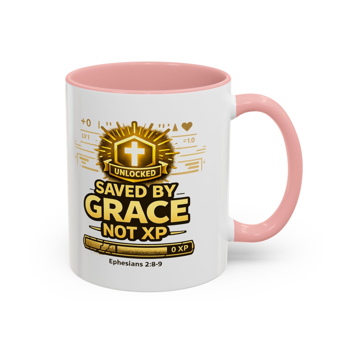 Saved by Grace Coffee Mug — Christian Gamer "Not XP" 11/15oz Accent Mug