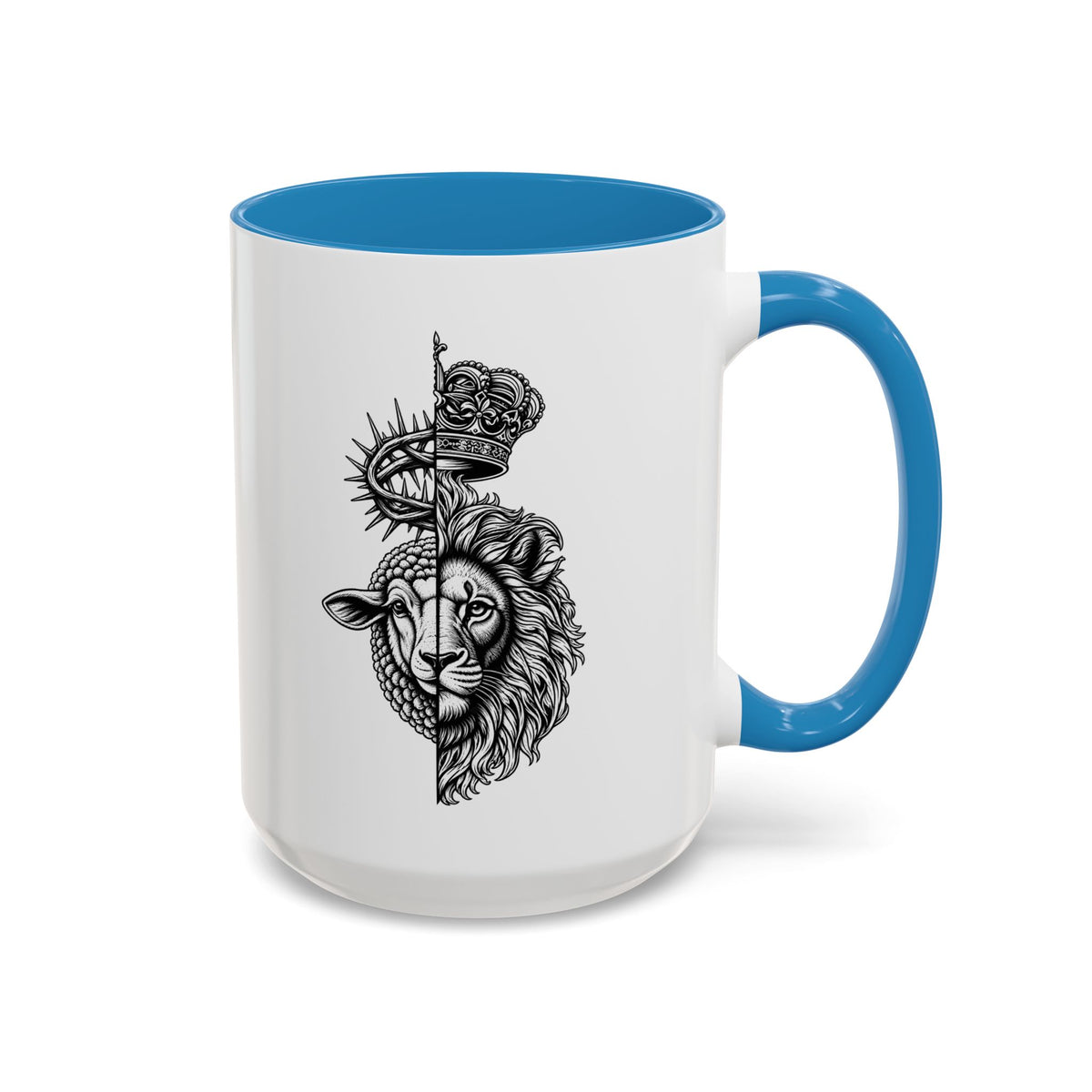 Lion & Lamb Religious Accent Coffee Mug — Crown of Thorns Christian Gift (11/15oz)