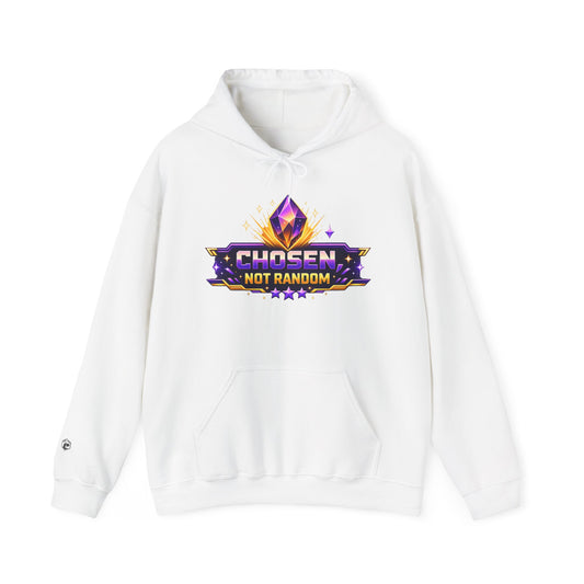Chosen Not Random Hoodie — Gamer Badge Graphic Hooded Sweatshirt