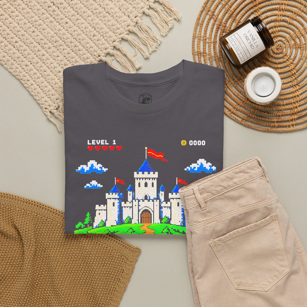 A Mighty Fortress 8-Bit Castle T-shirt – Donkey Talk graphic tee