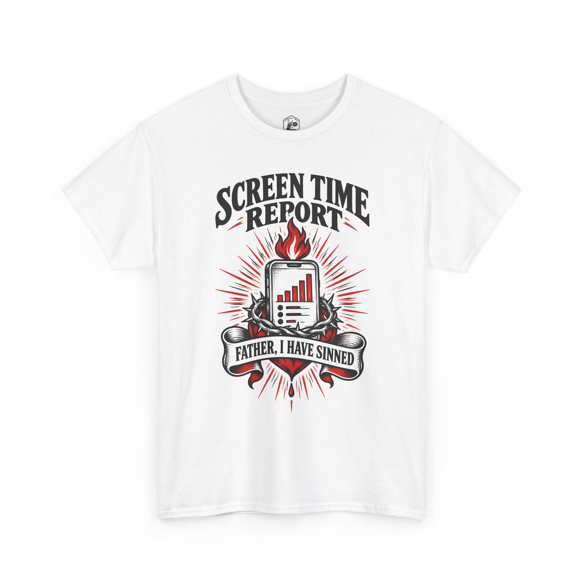 Screen Time Report: Father, I Have Sinned T-Shirt | Funny Catholic Christian Tee