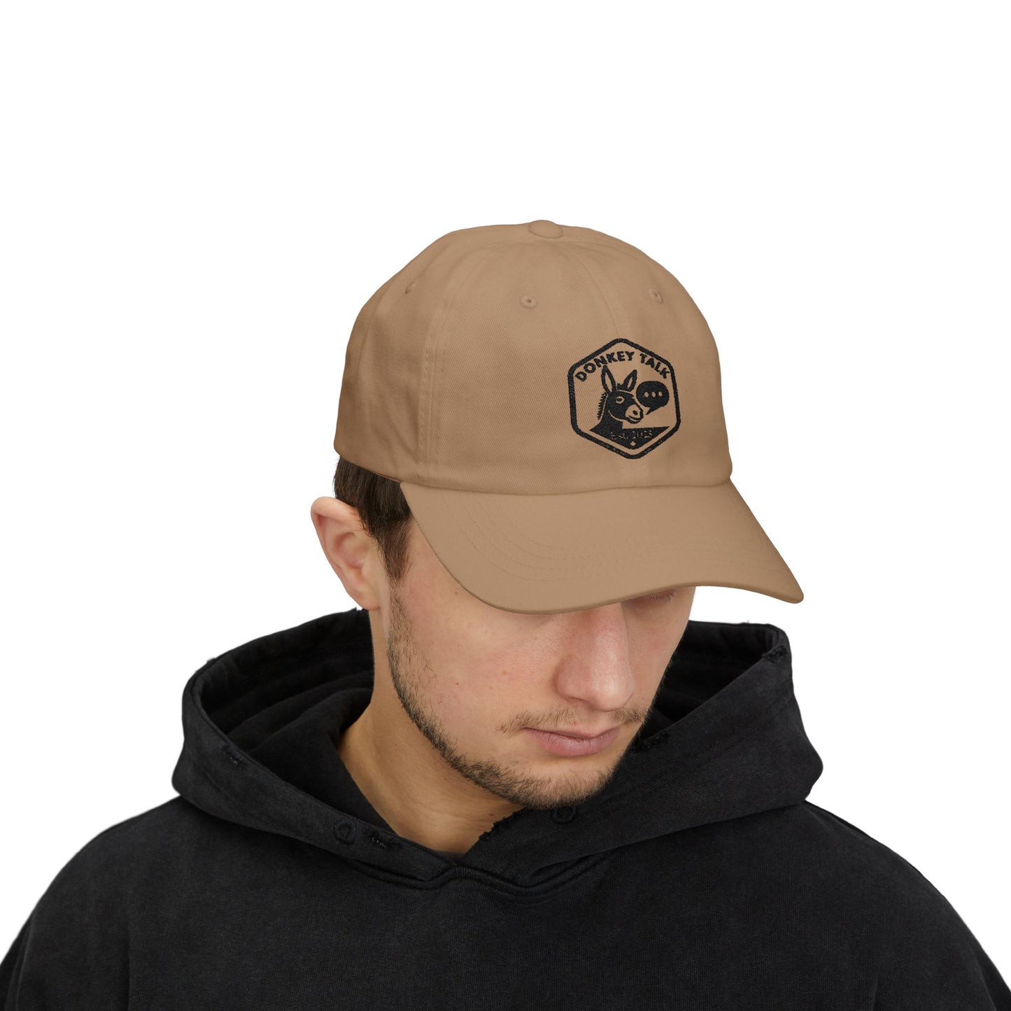 Donkey Talk Dad Cap - Great Casual White Hat with Our Awesome Logo