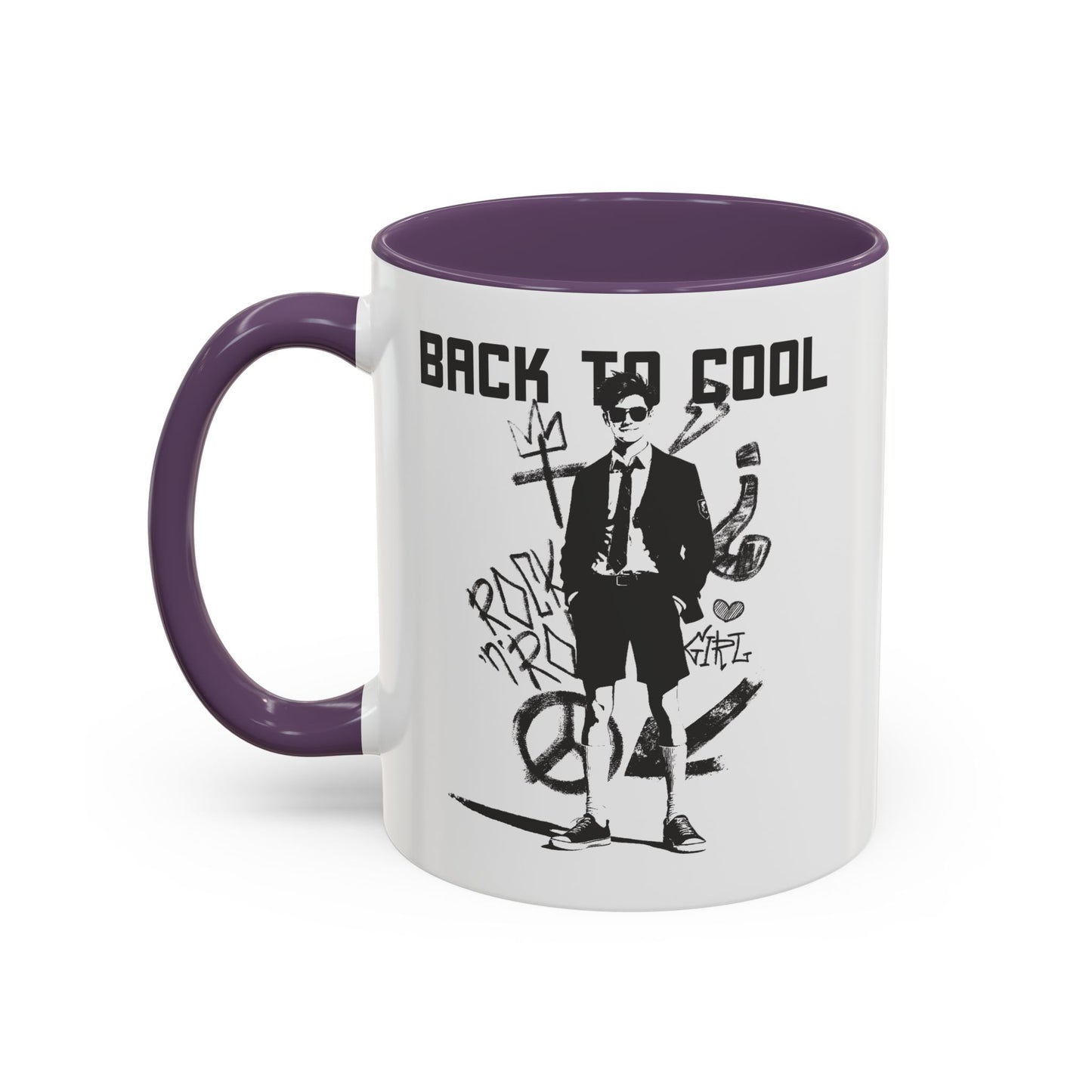 Back to Cool Shield Accent Coffee Mug — Retro Badge Coffee Cup (11/15oz)