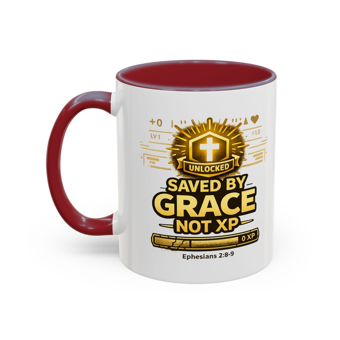 Saved by Grace Coffee Mug — Christian Gamer "Not XP" 11/15oz Accent Mug