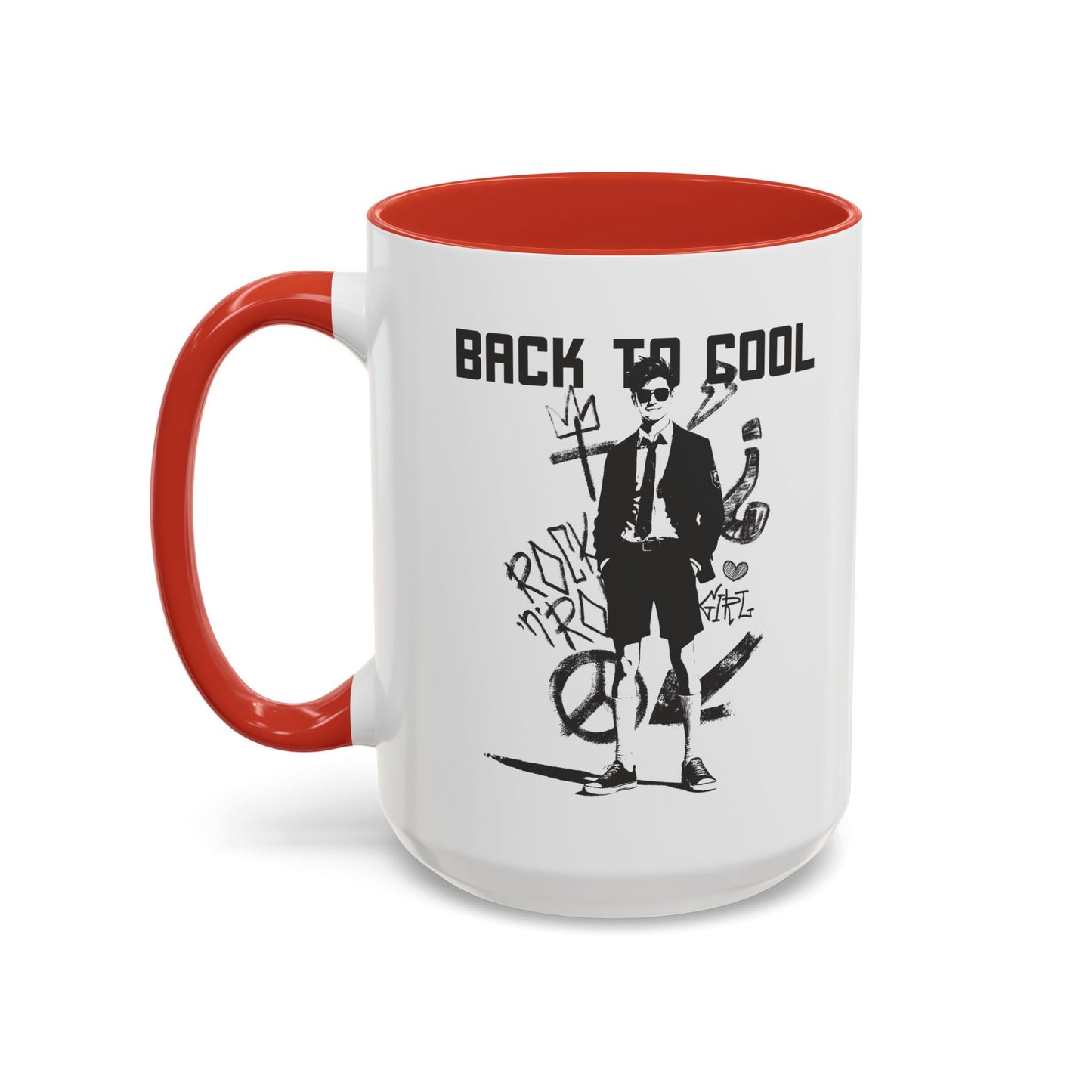 Back to Cool Shield Accent Coffee Mug — Retro Badge Coffee Cup (11/15oz)