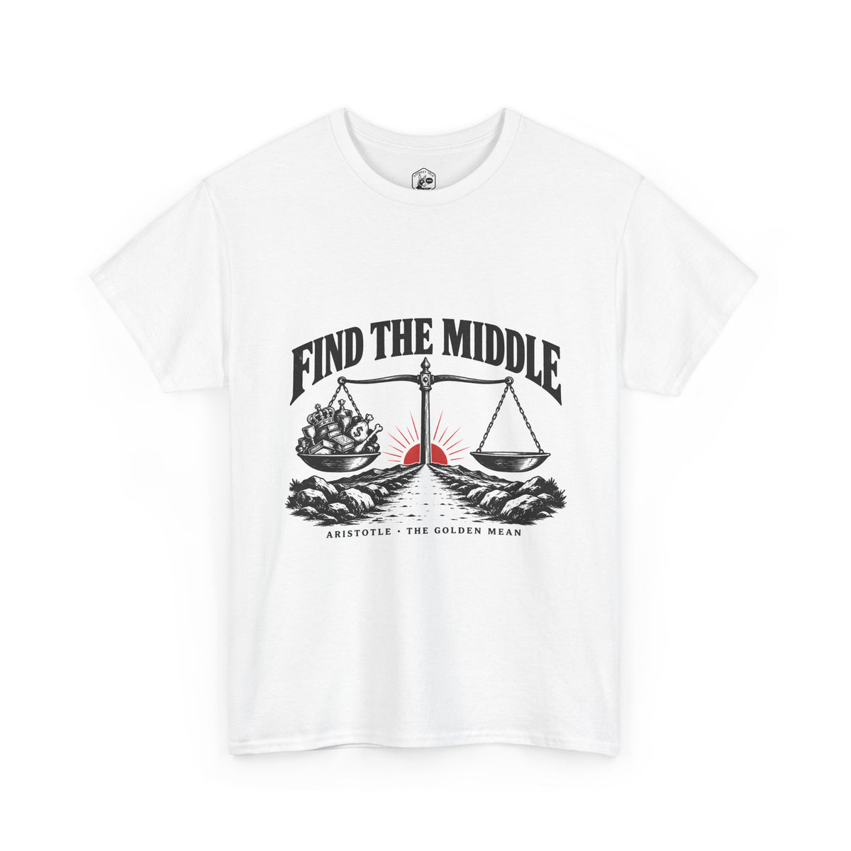 Find the Middle T-Shirt | Aristotle Golden Mean Philosophy Tee