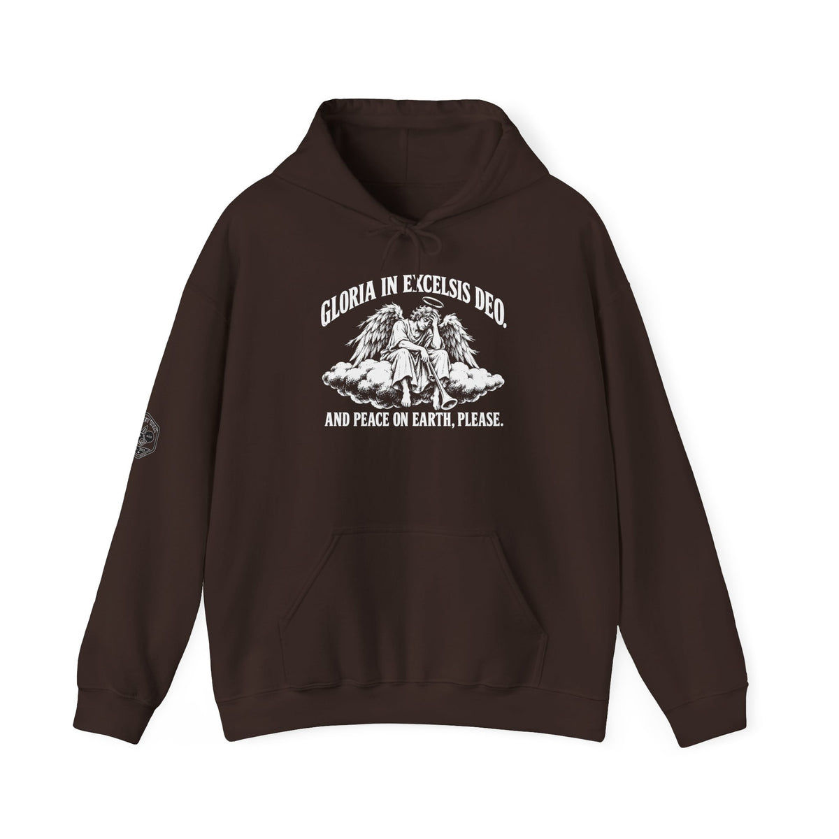 Gloria... Peace on Earth, Please Hoodie | Luke 2:14 Funny Christmas Christian Hoodie