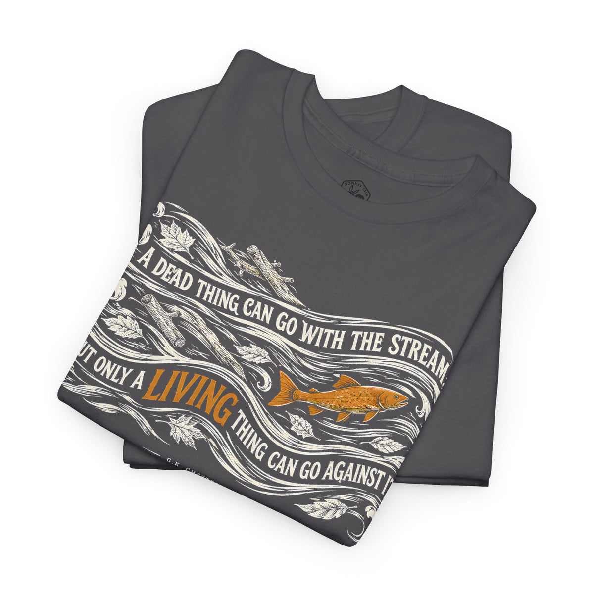 Chesterton Fish Go With the Stream T-shirt – Donkey Talk graphic tee