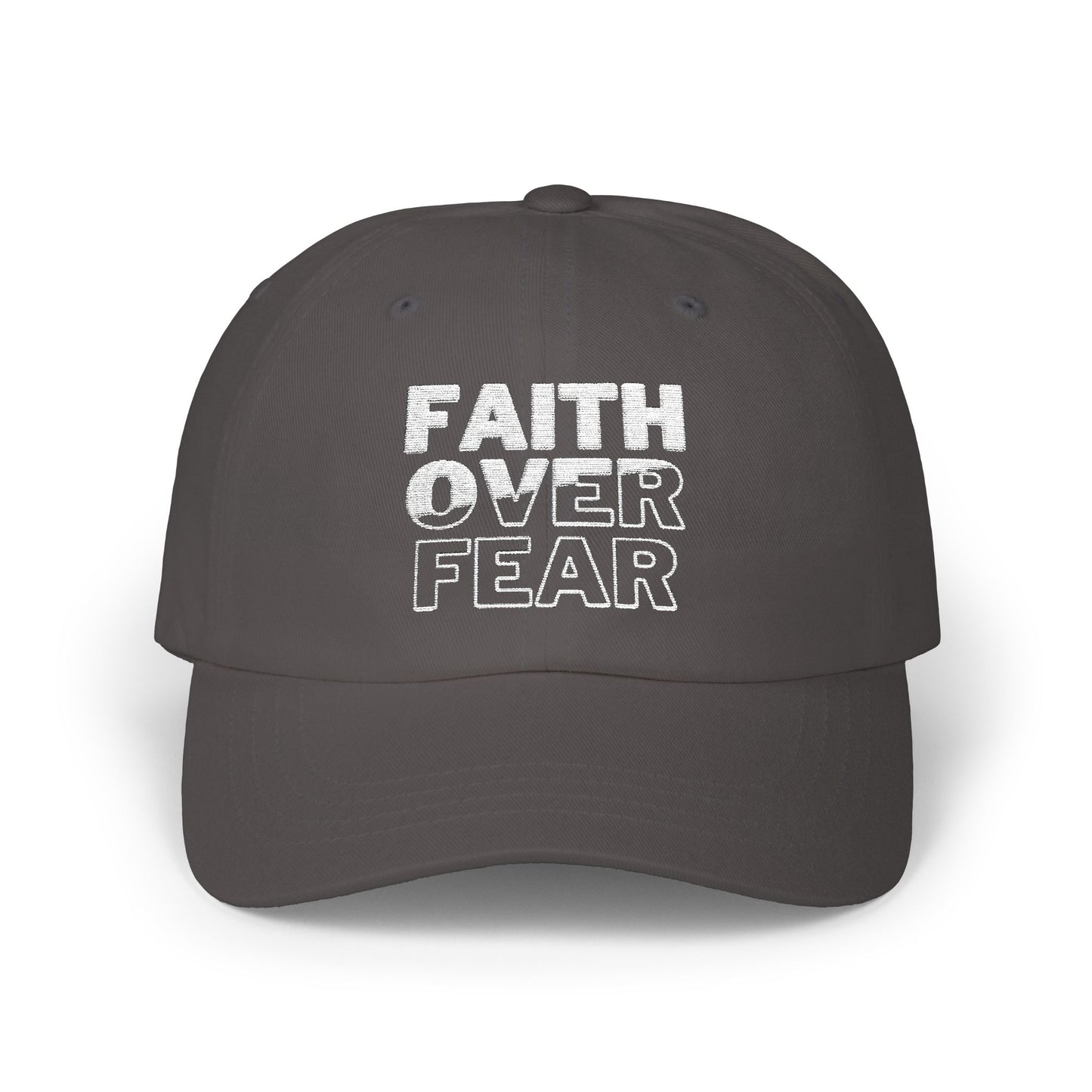 Faith Over Fear Classic Dad Cap - Inspirational White Hat for Everyday Wear