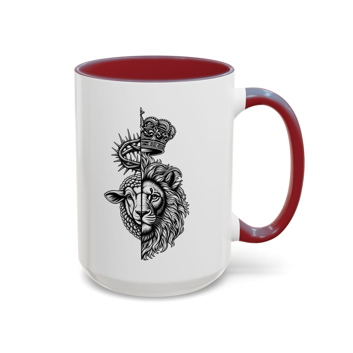 Lion & Lamb Religious Accent Coffee Mug — Crown of Thorns Christian Gift (11/15oz)