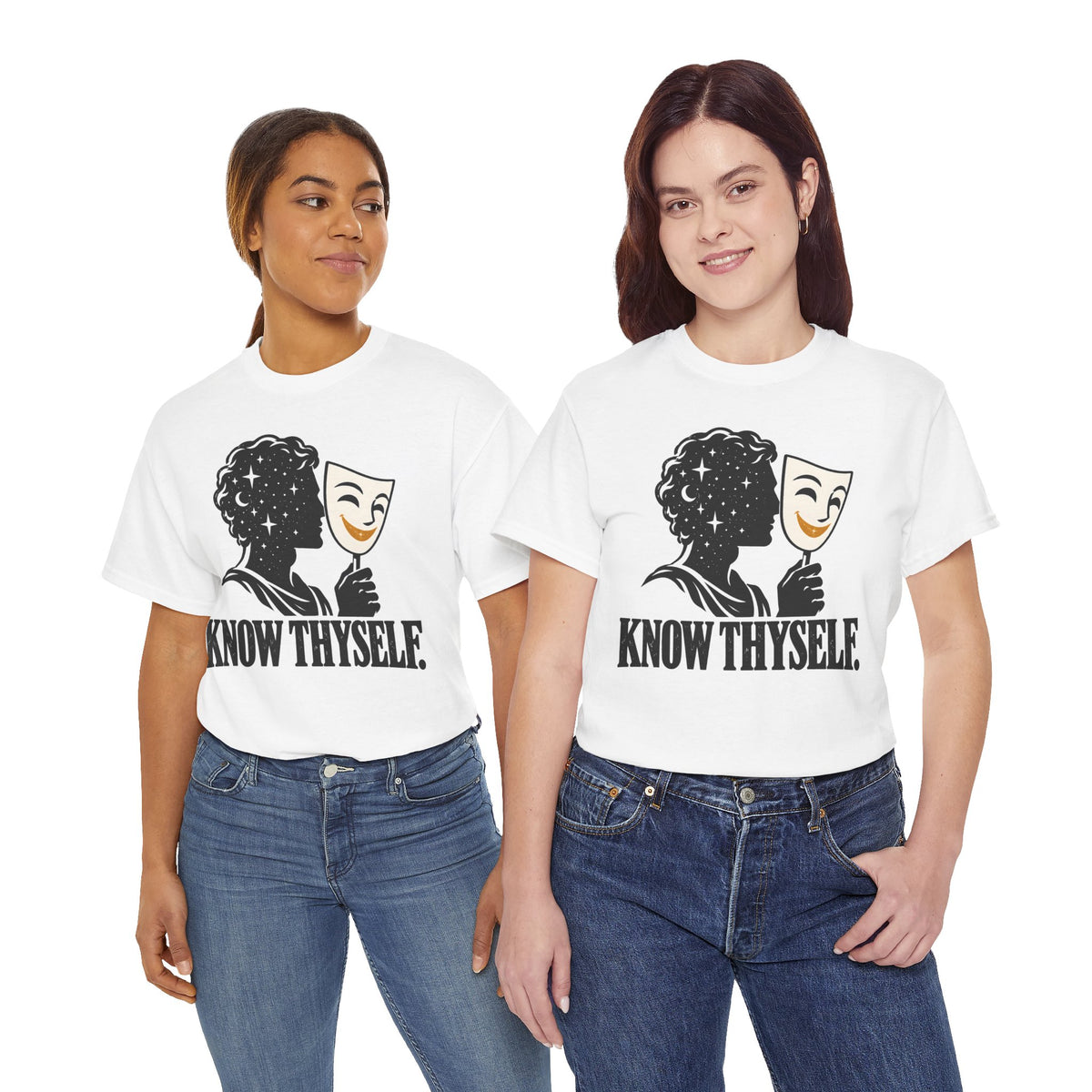 Know Thyself Starlit Mind and Mask T-shirt – Donkey Talk graphic tee