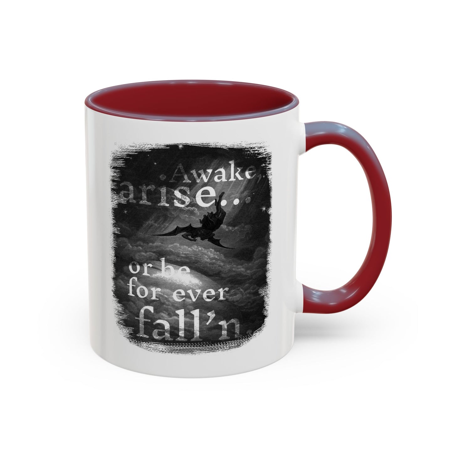 Inspirational Gothic Coffee Mug — "Awake Arise or Be Forever Fall'n" Accent Mug (11/15oz)