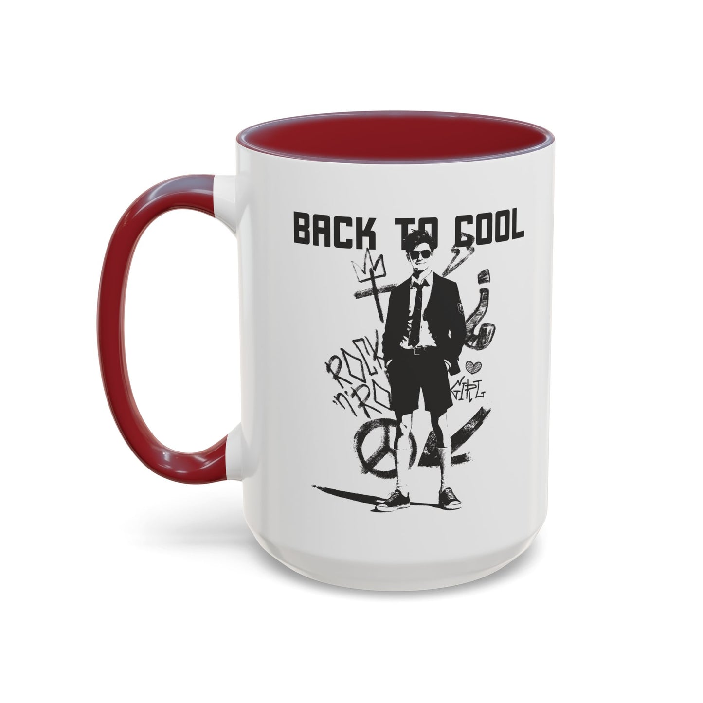 Back to Cool Shield Accent Coffee Mug — Retro Badge Coffee Cup (11/15oz)