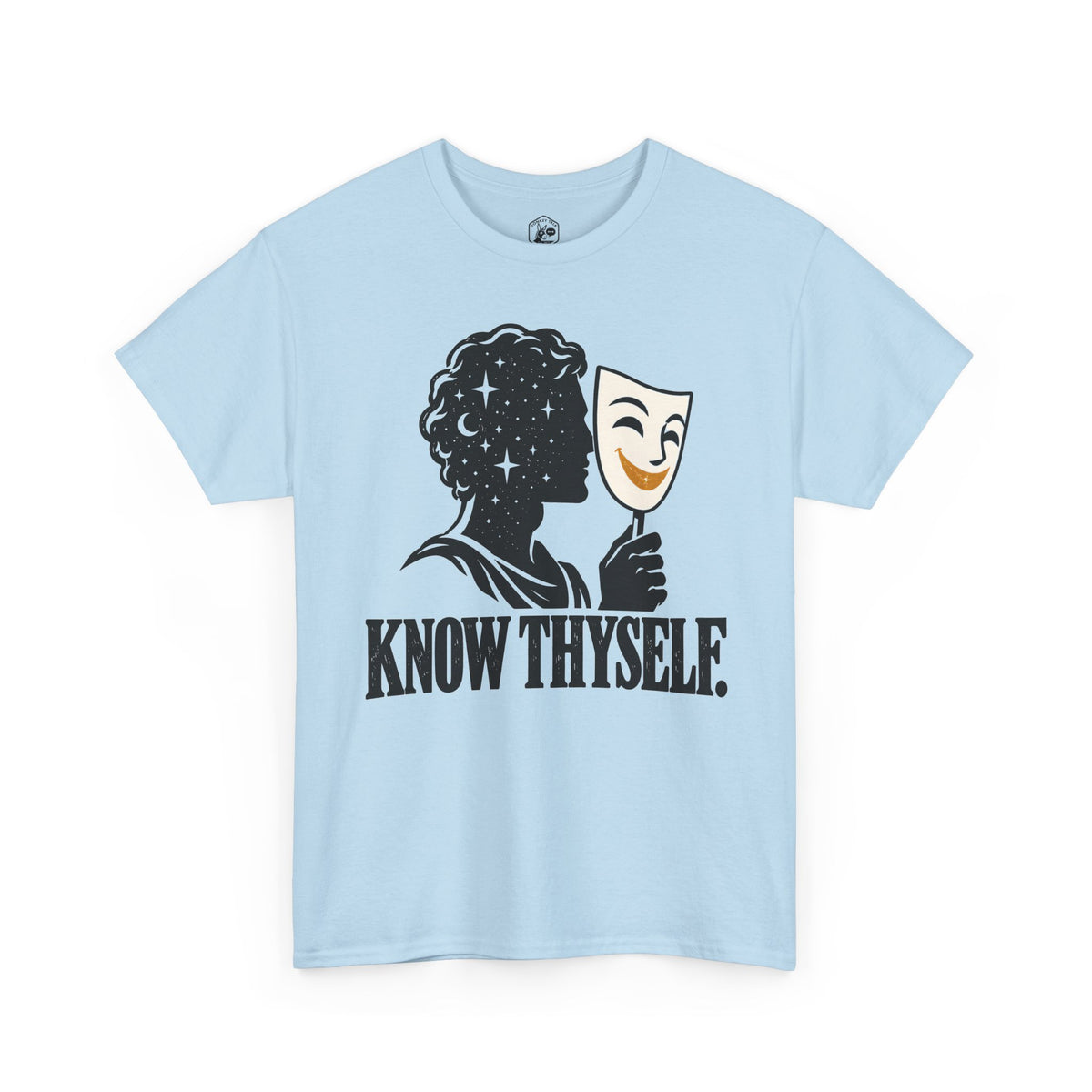 Know Thyself Starlit Mind and Mask T-shirt – Donkey Talk graphic tee