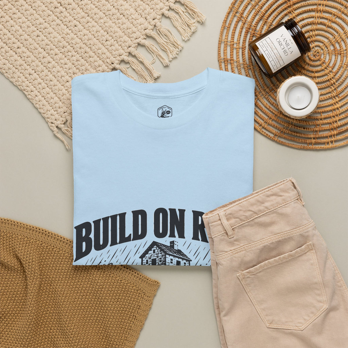 Build on Rock T-Shirt | Matthew 7:24-25 Christian Graphic Tee
