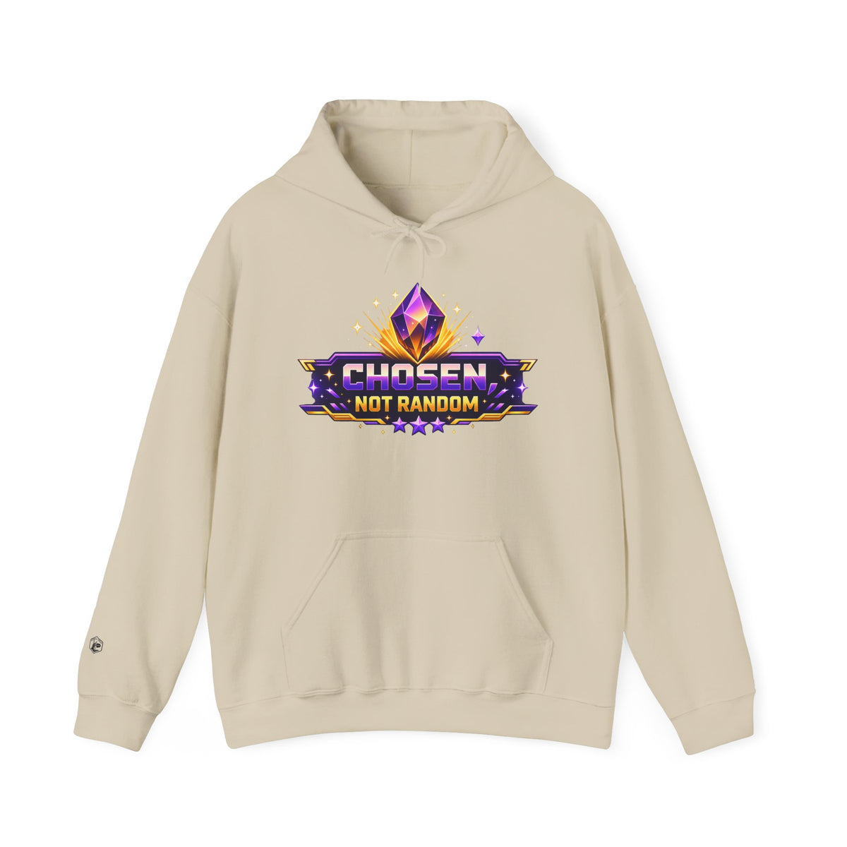 Chosen Not Random Hoodie — Gamer Badge Graphic Hooded Sweatshirt