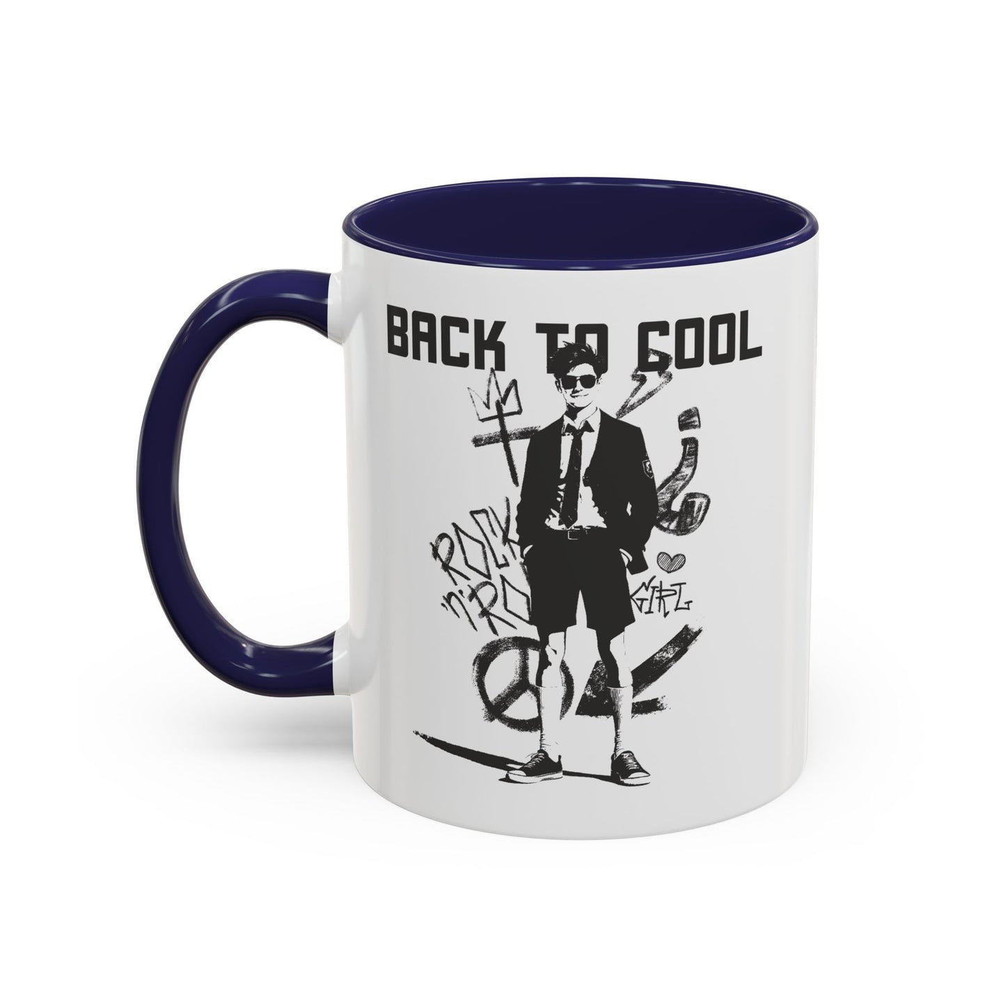 Back to Cool Shield Accent Coffee Mug — Retro Badge Coffee Cup (11/15oz)