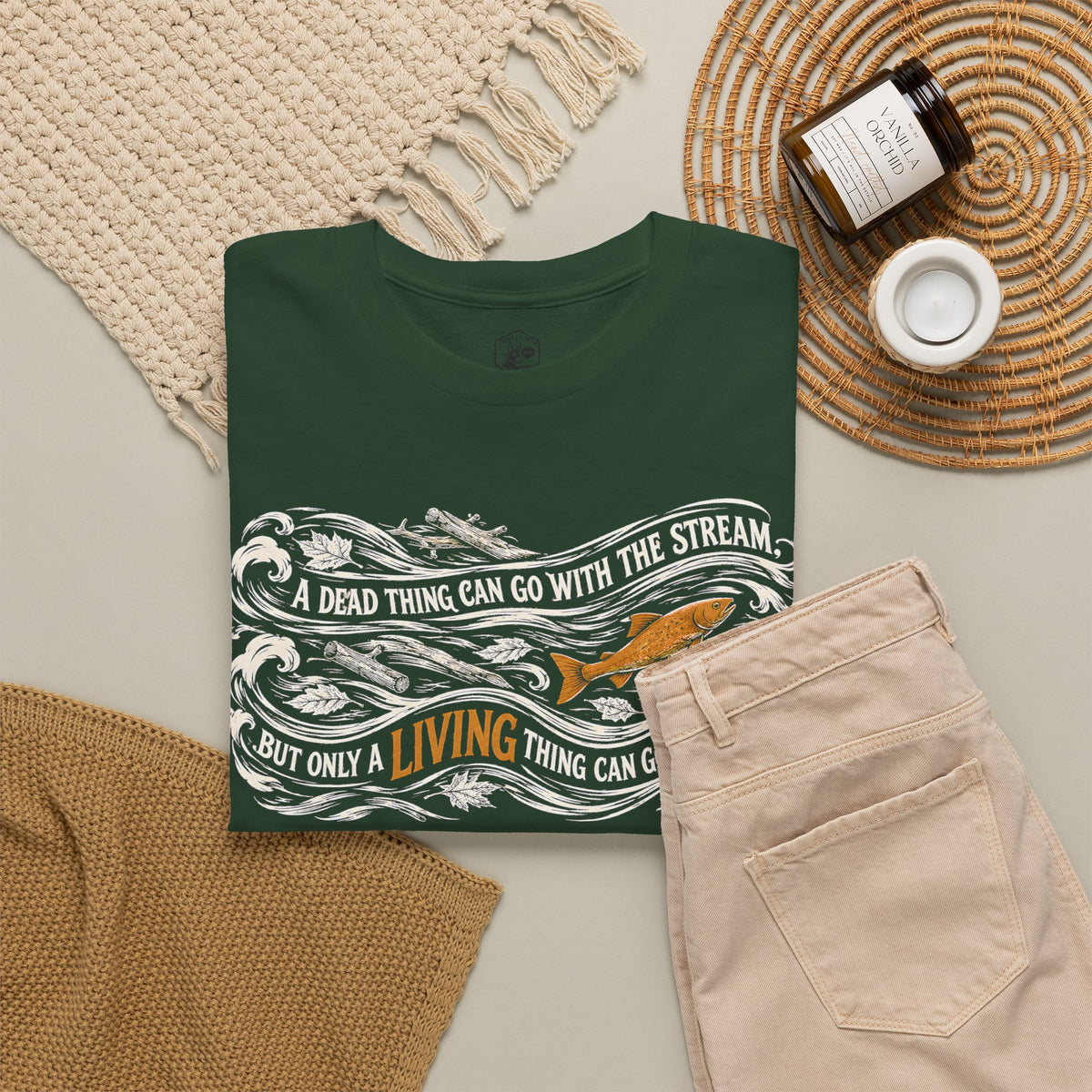 Chesterton Fish Go With the Stream T-shirt – Donkey Talk graphic tee