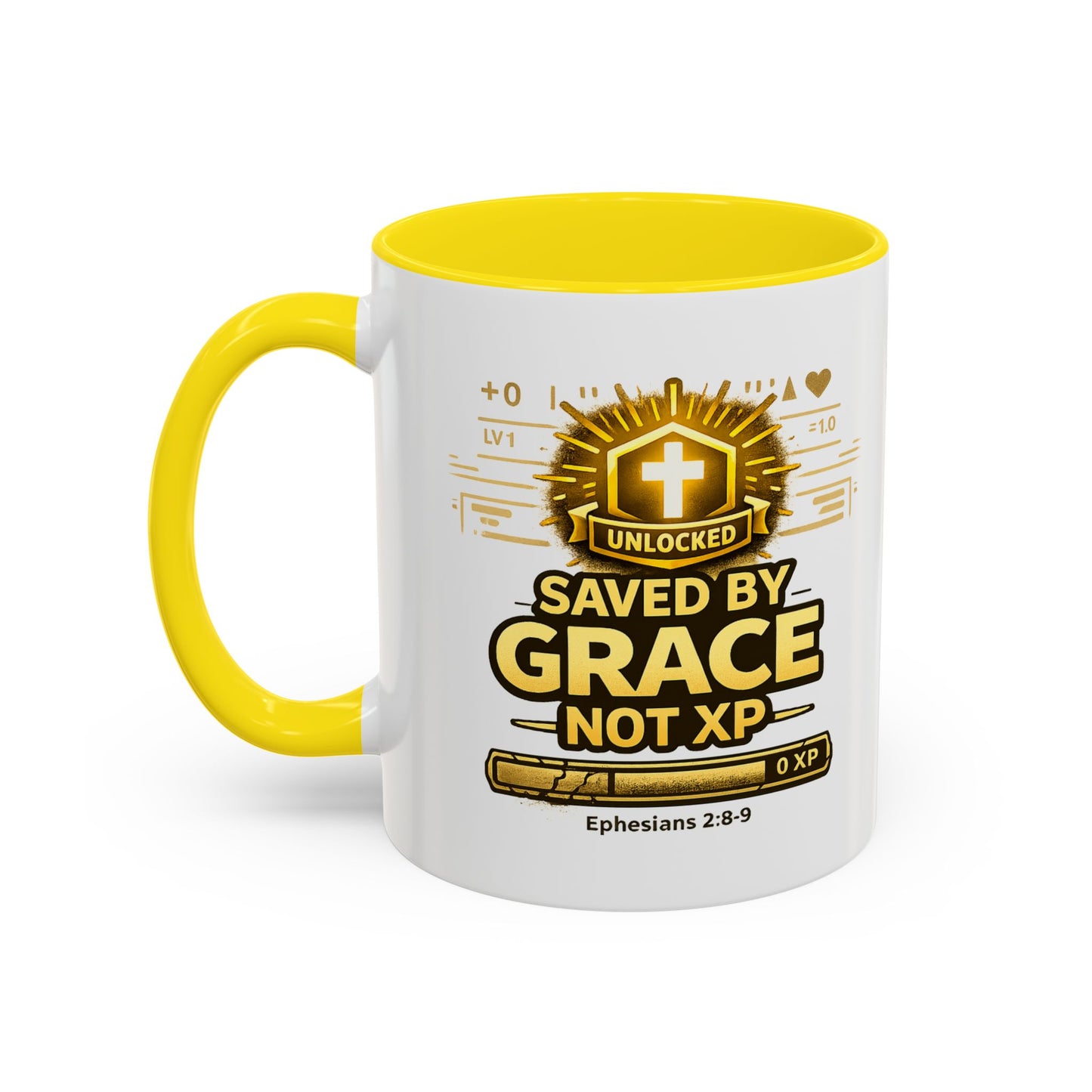 Saved by Grace Coffee Mug — Christian Gamer "Not XP" 11/15oz Accent Mug