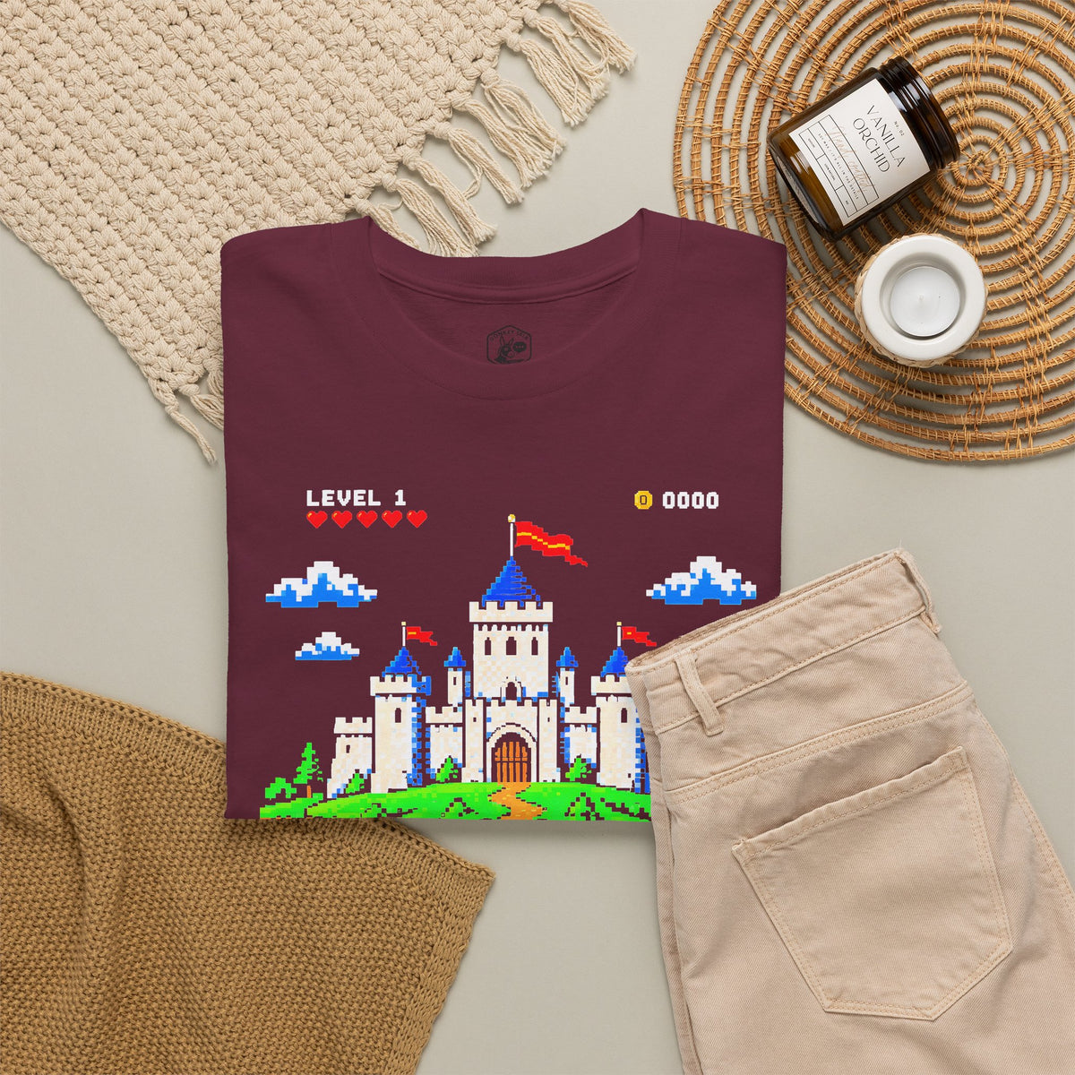 A Mighty Fortress 8-Bit Castle T-shirt – Donkey Talk graphic tee