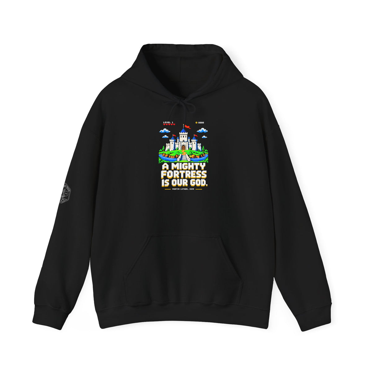 A Mighty Fortress 8-Bit Castle Hoodie | Martin Luther Hymn Hoodie