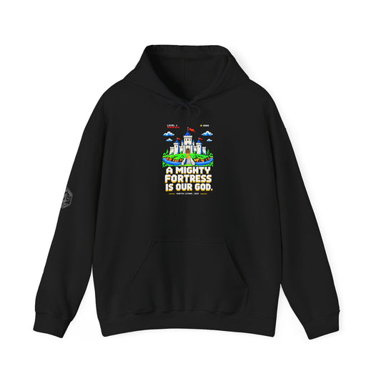 A Mighty Fortress 8-Bit Castle Hoodie | Martin Luther Hymn Hoodie