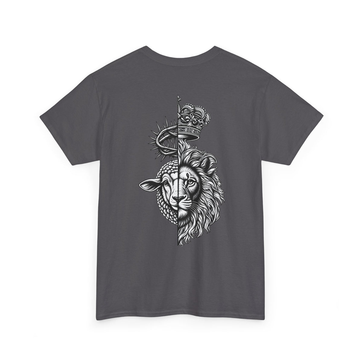 Lion & Crown Graphic Tee | Half Skull Lion Design T-Shirt