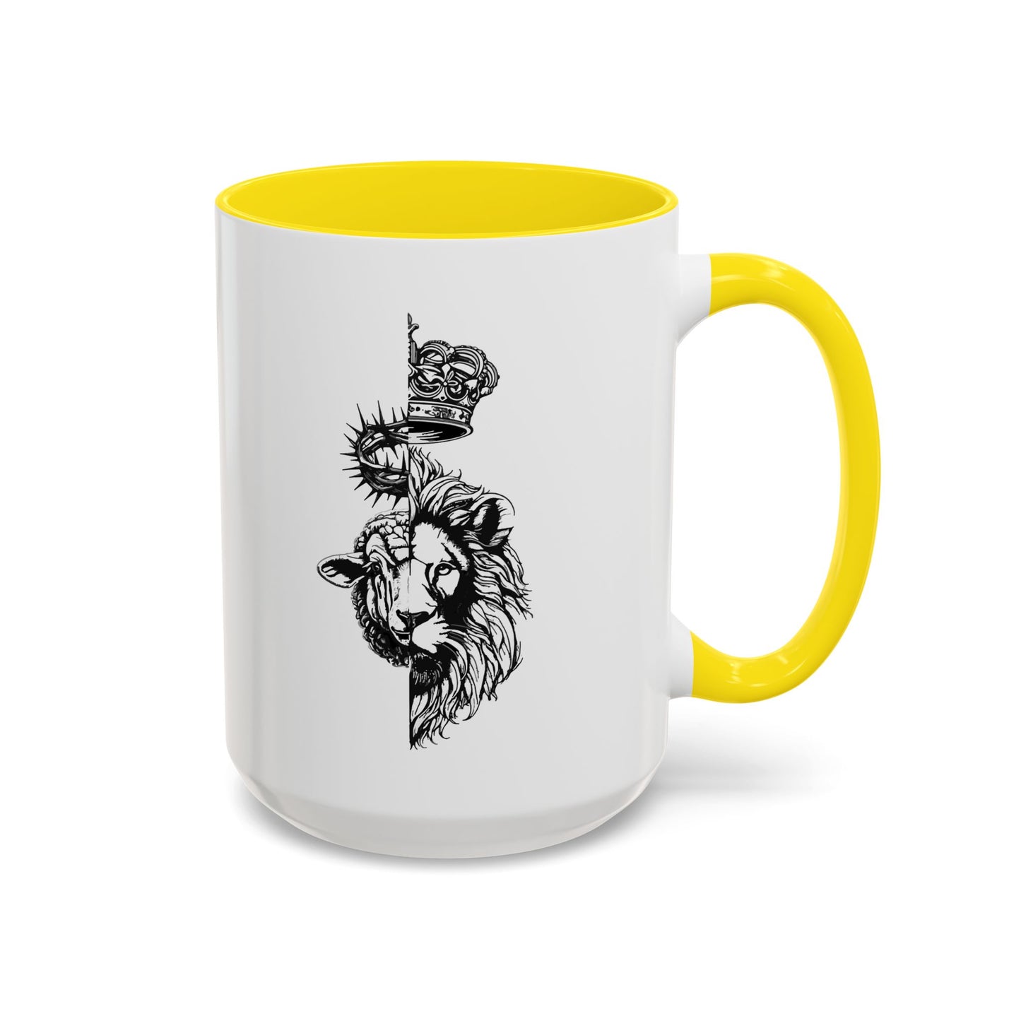 Lion & Lamb Religious Accent Coffee Mug — Crown of Thorns Christian Gift (11/15oz)