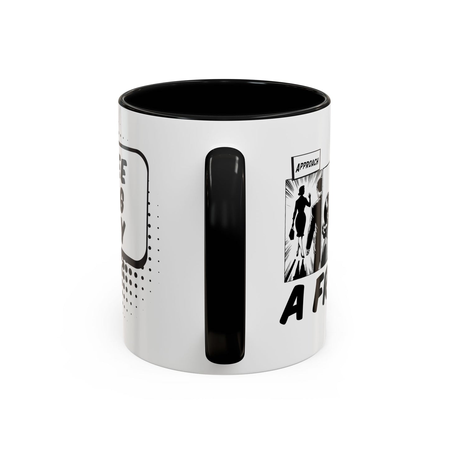 Free Hug Day Accent Coffee Mug – Funny Black & White Comic Speech Bubble Design (11/15 oz)