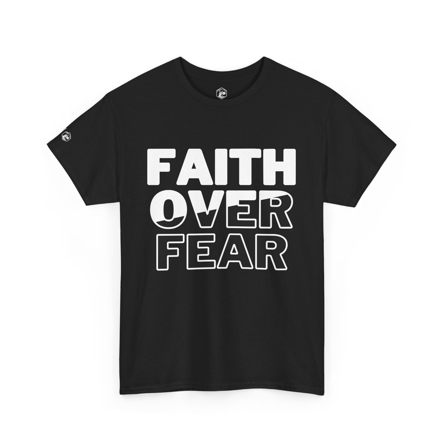 Faith Over Fear Unisex Black Heavy Cotton Tee | Inspirational Graphic T-Shirt