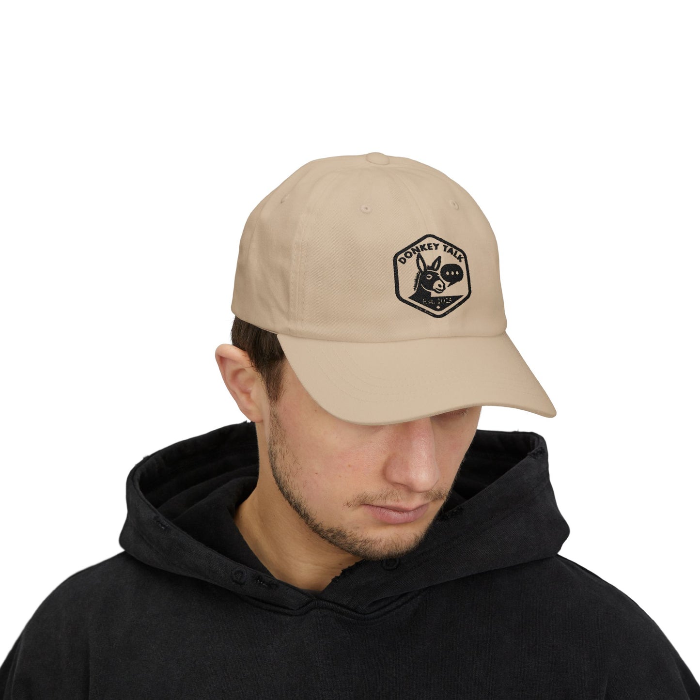Donkey Talk Dad Cap - Great Casual White Hat with Our Awesome Logo