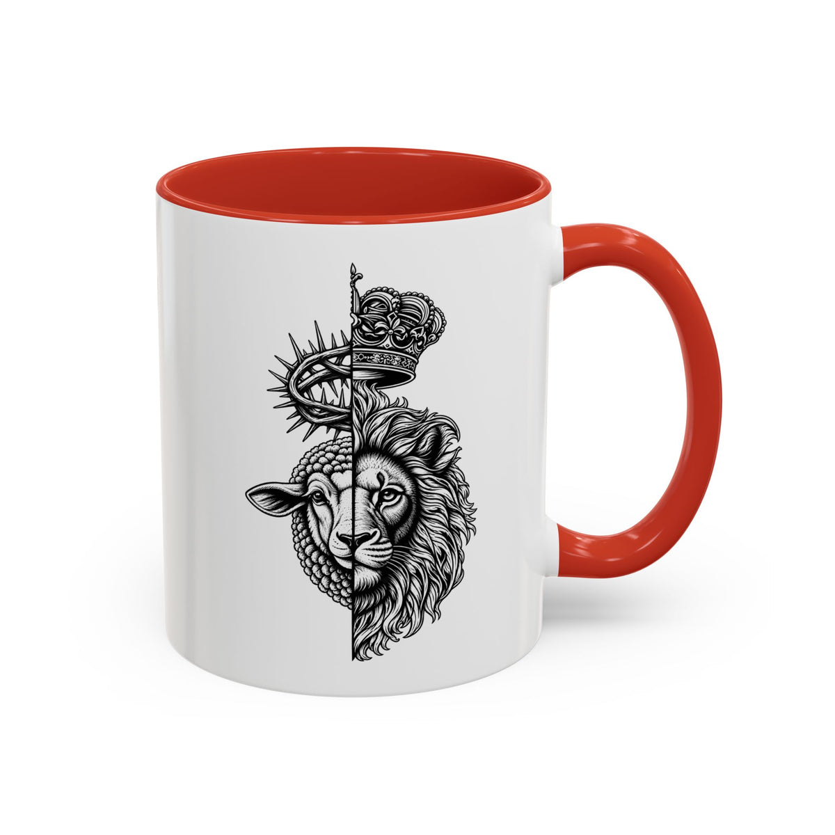 Lion & Lamb Religious Accent Coffee Mug — Crown of Thorns Christian Gift (11/15oz)
