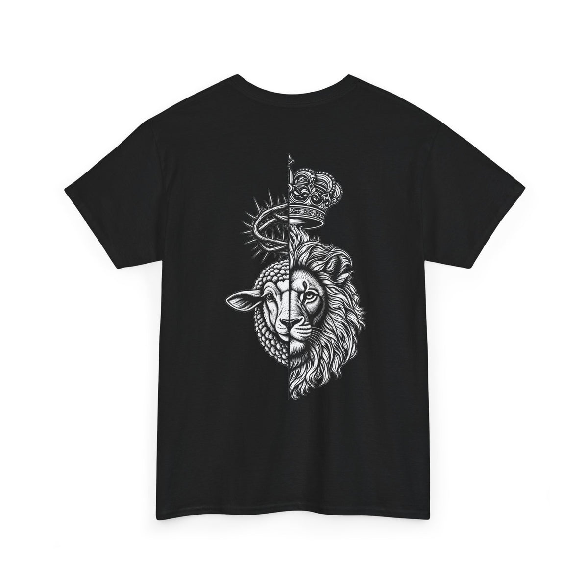 Lion & Crown Graphic Tee | Half Skull Lion Design T-Shirt