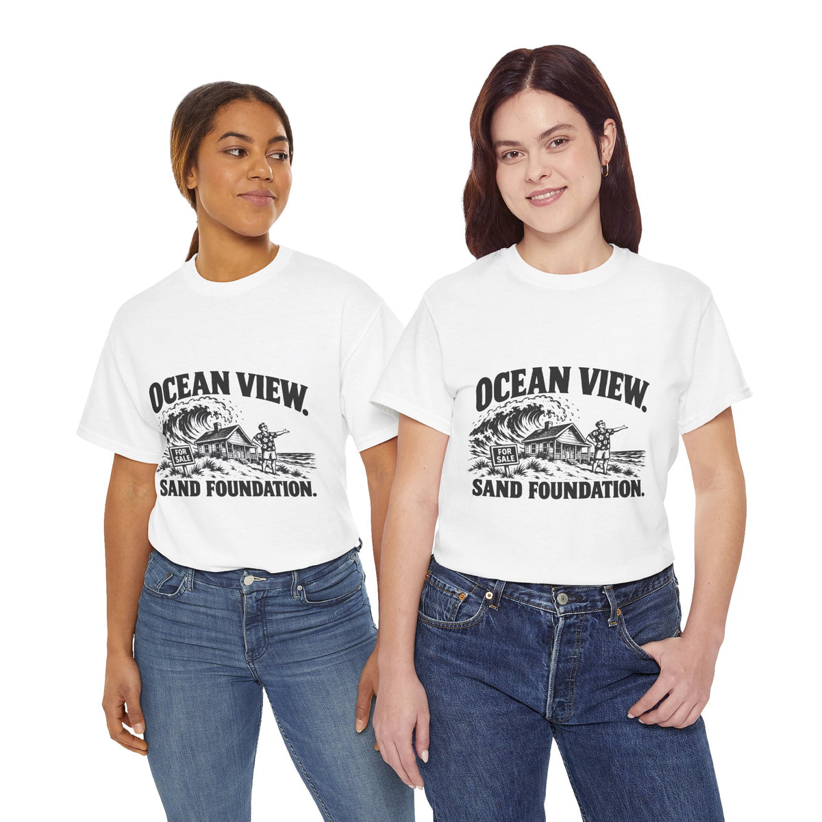 Ocean View, Sand Foundation T-Shirt | Matthew 7:26 Funny Christian Tee