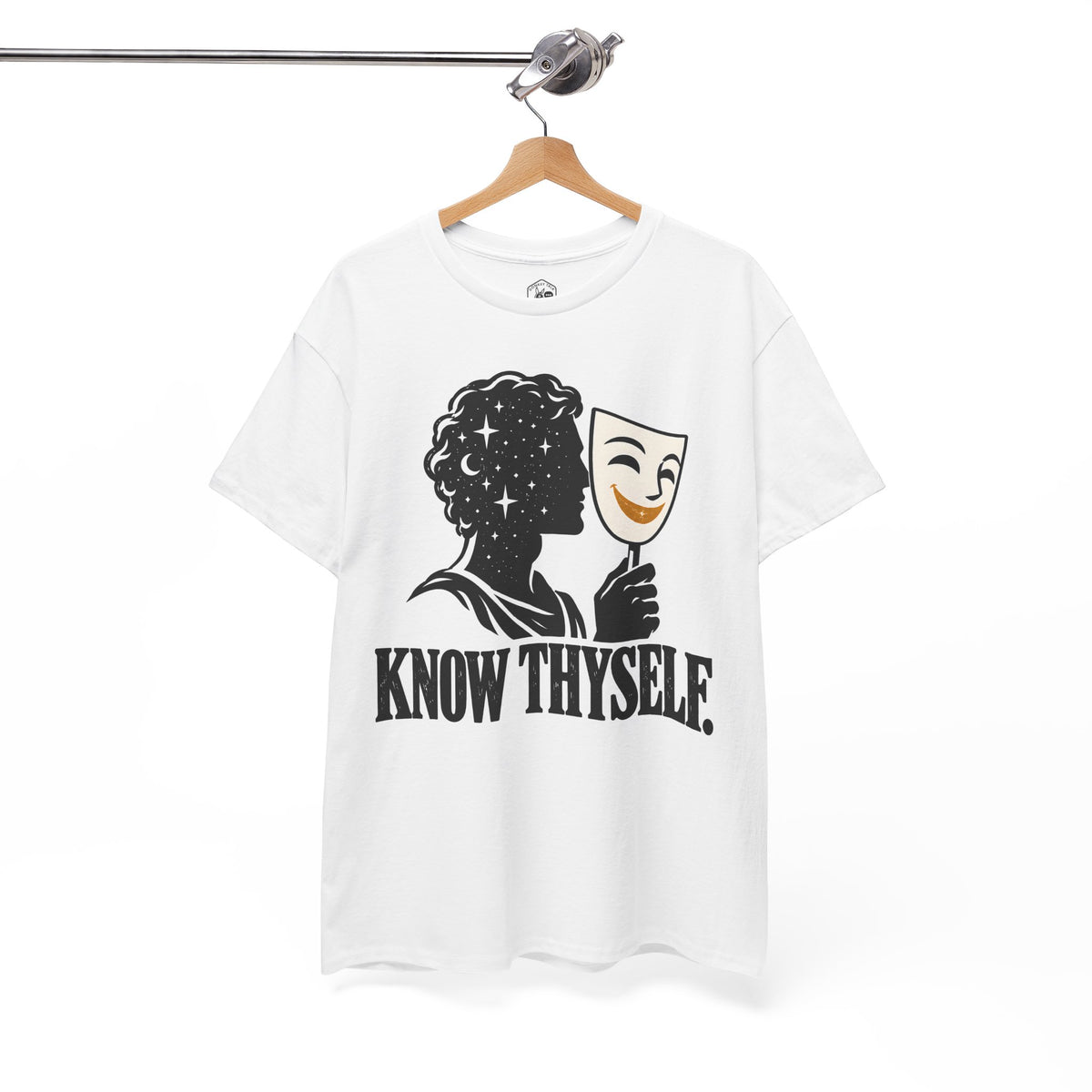 Know Thyself Starlit Mind and Mask T-shirt – Donkey Talk graphic tee
