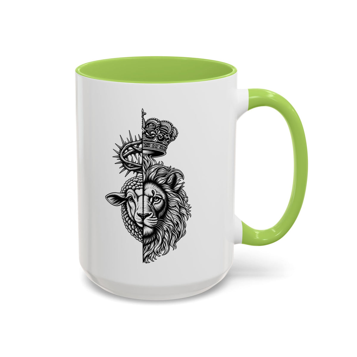 Lion & Lamb Religious Accent Coffee Mug — Crown of Thorns Christian Gift (11/15oz)