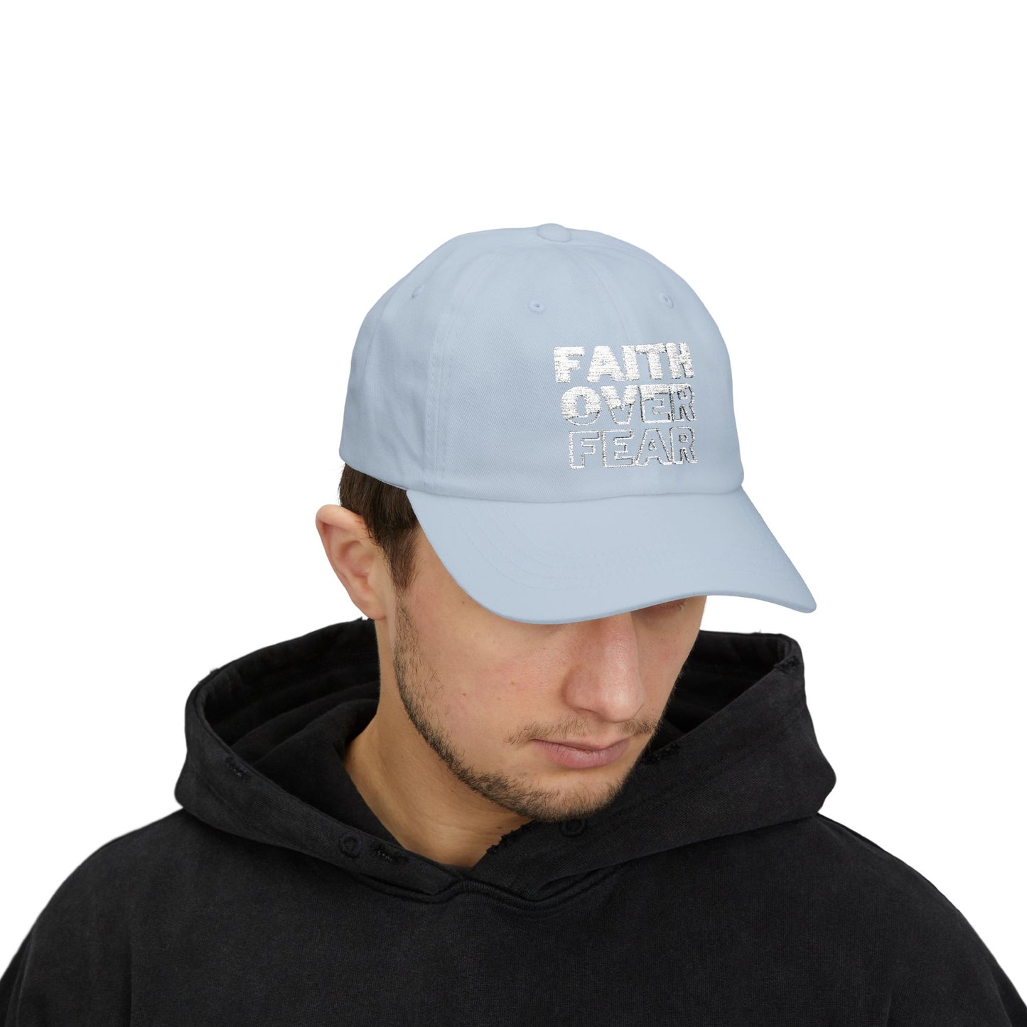 Faith Over Fear Classic Dad Cap - Inspirational White Hat for Everyday Wear
