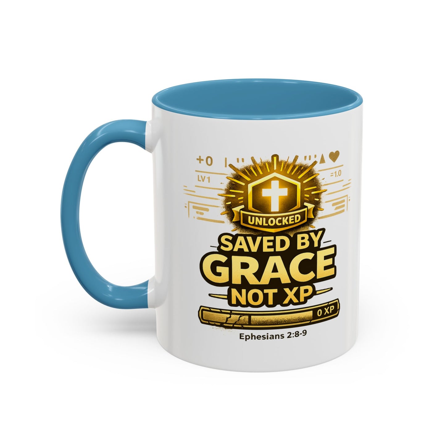 Saved by Grace Coffee Mug — Christian Gamer "Not XP" 11/15oz Accent Mug