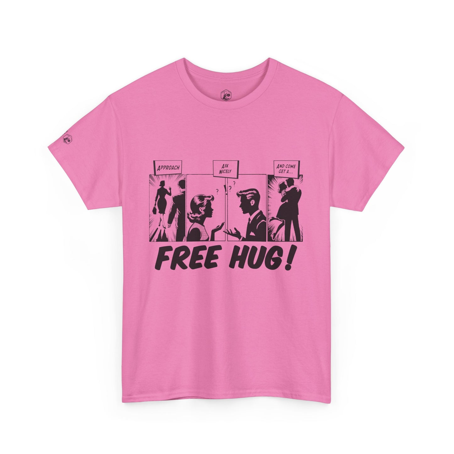 Free Hug Day Comics Unisex Heavy Cotton Tee - Fun Comic Design for Casual Wear