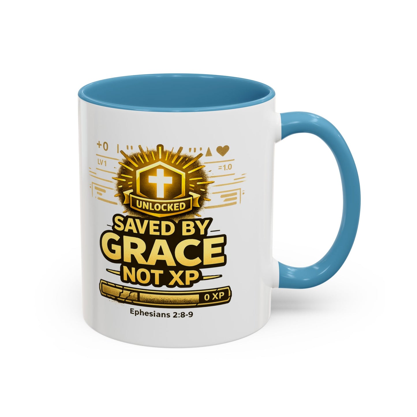 Saved by Grace Coffee Mug — Christian Gamer "Not XP" 11/15oz Accent Mug
