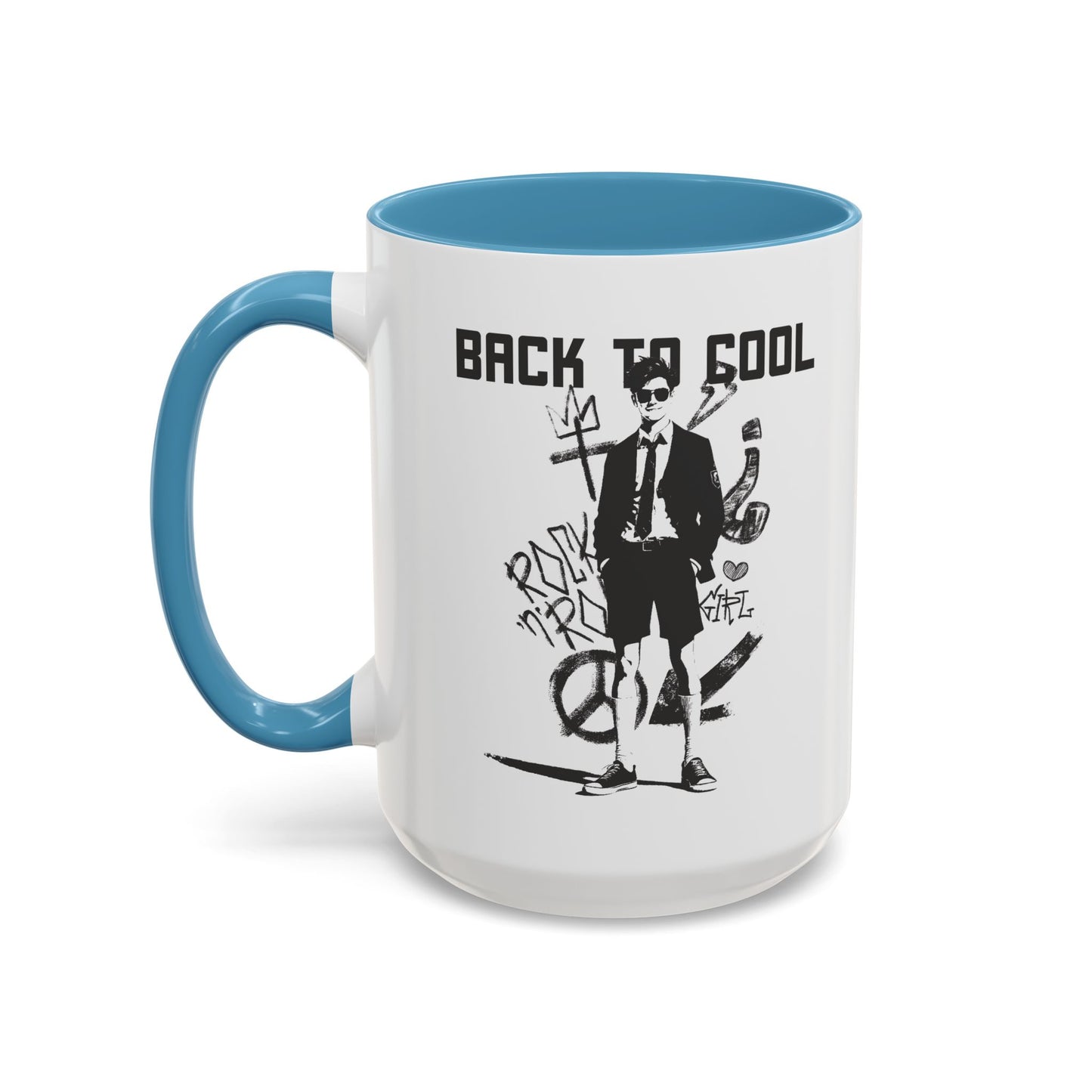Back to Cool Shield Accent Coffee Mug — Retro Badge Coffee Cup (11/15oz)