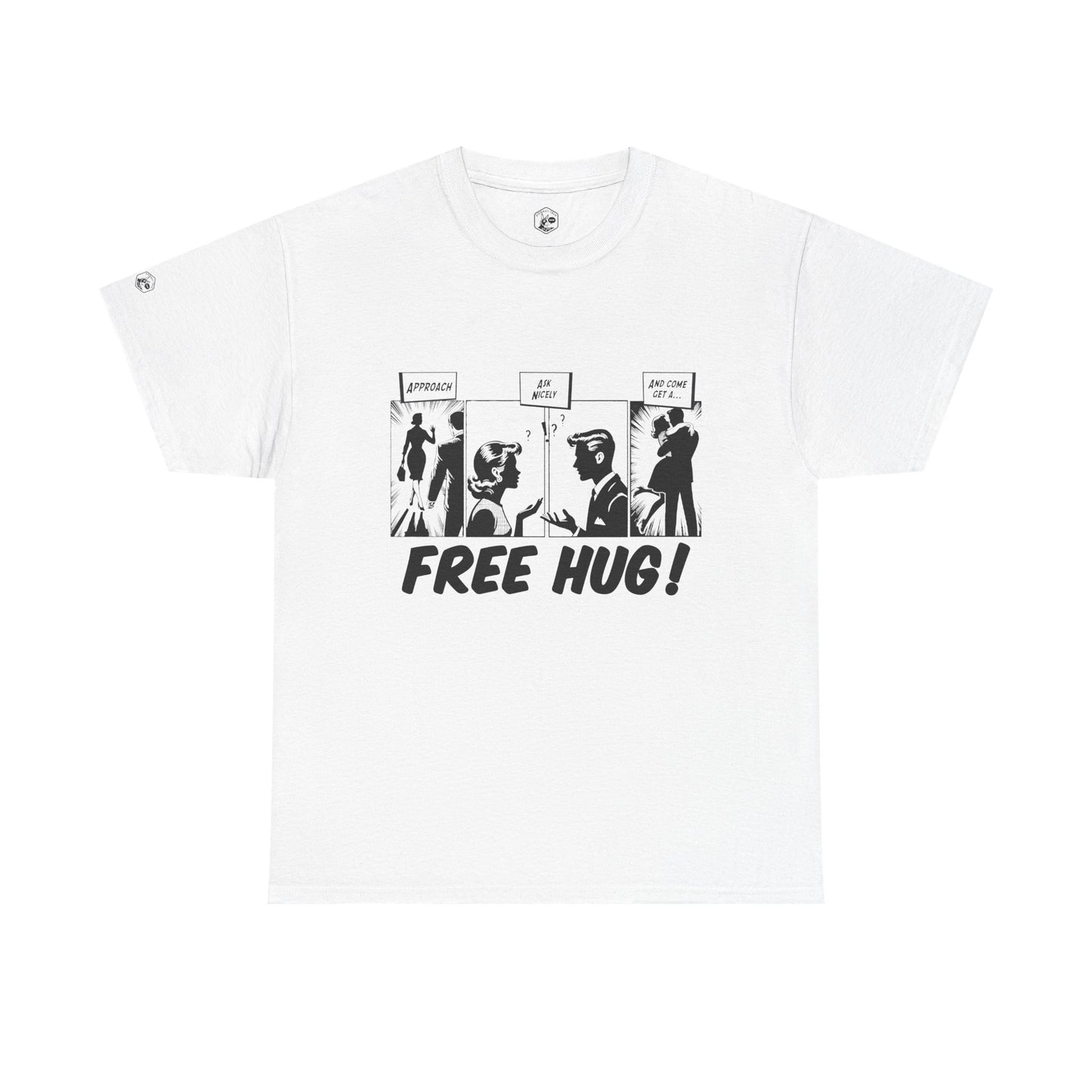 Free Hug Day Comics Unisex Heavy Cotton Tee - Fun Comic Design for Casual Wear