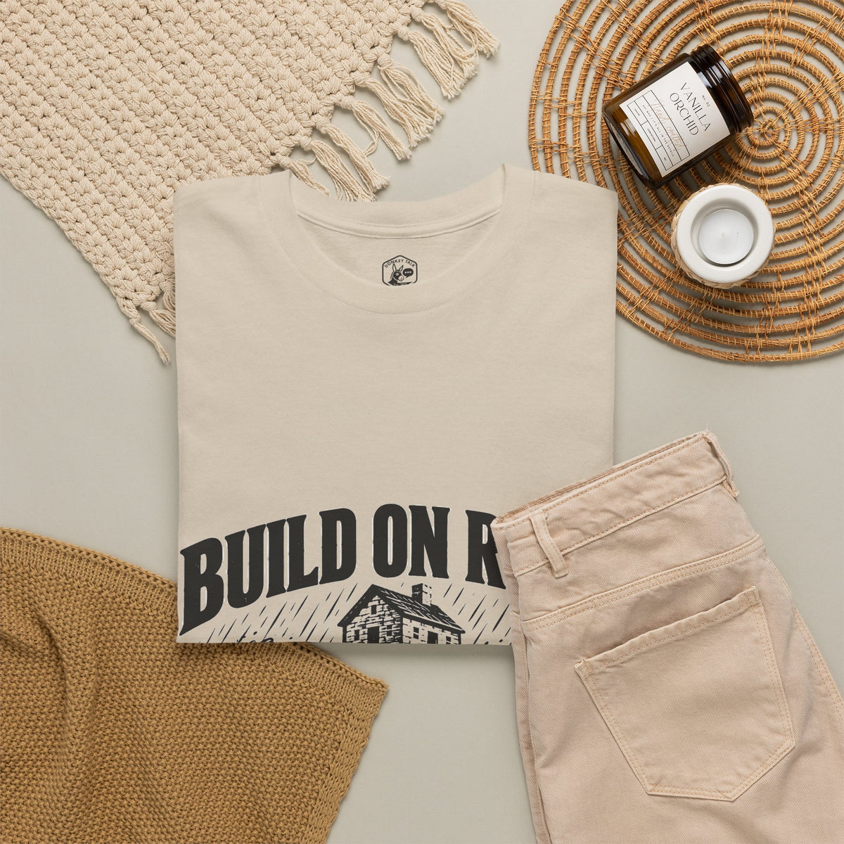 Build on Rock T-Shirt | Matthew 7:24-25 Christian Graphic Tee