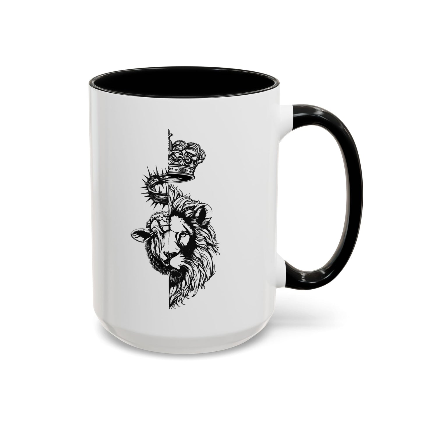 Lion & Lamb Religious Accent Coffee Mug — Crown of Thorns Christian Gift (11/15oz)