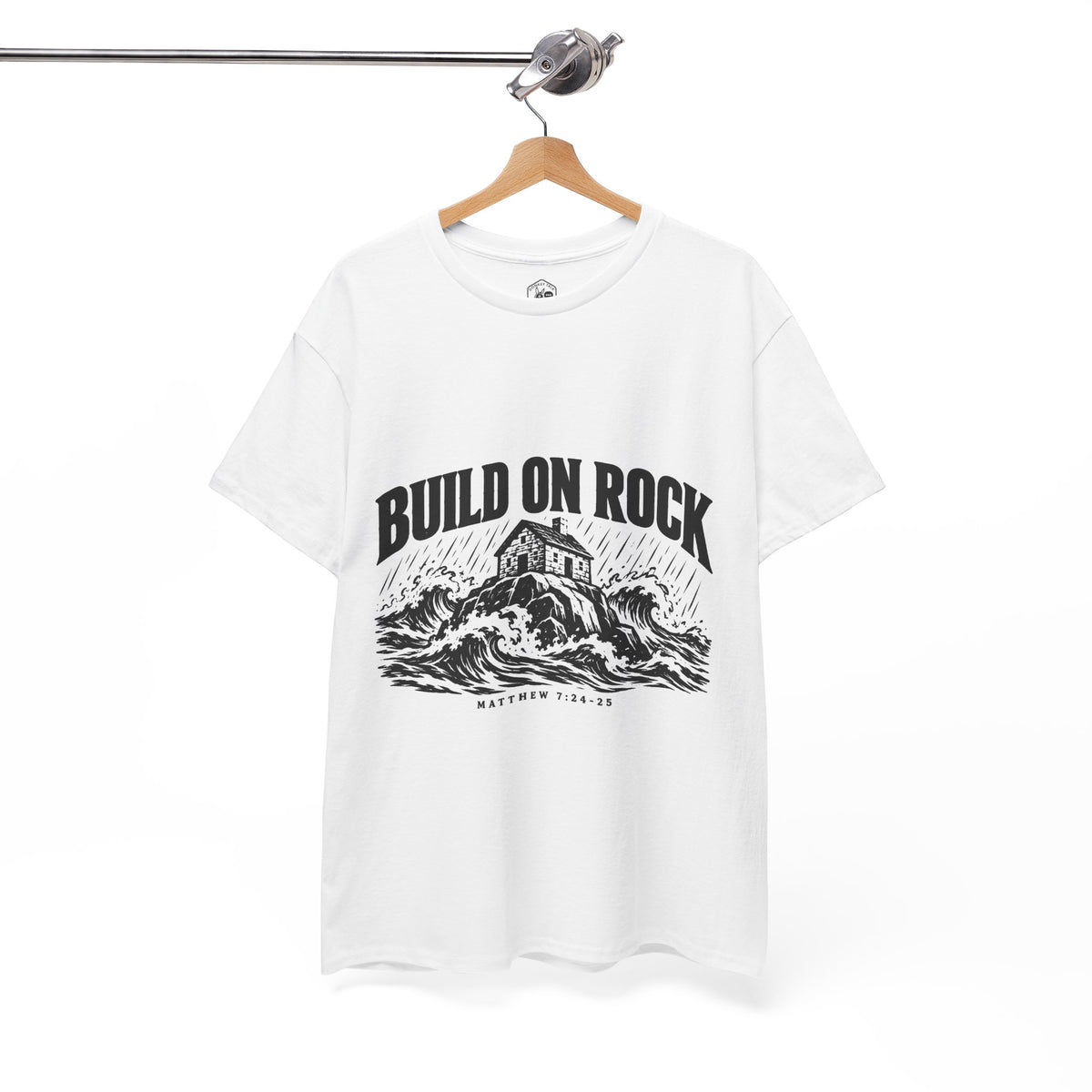 Build on Rock T-Shirt | Matthew 7:24-25 Christian Graphic Tee