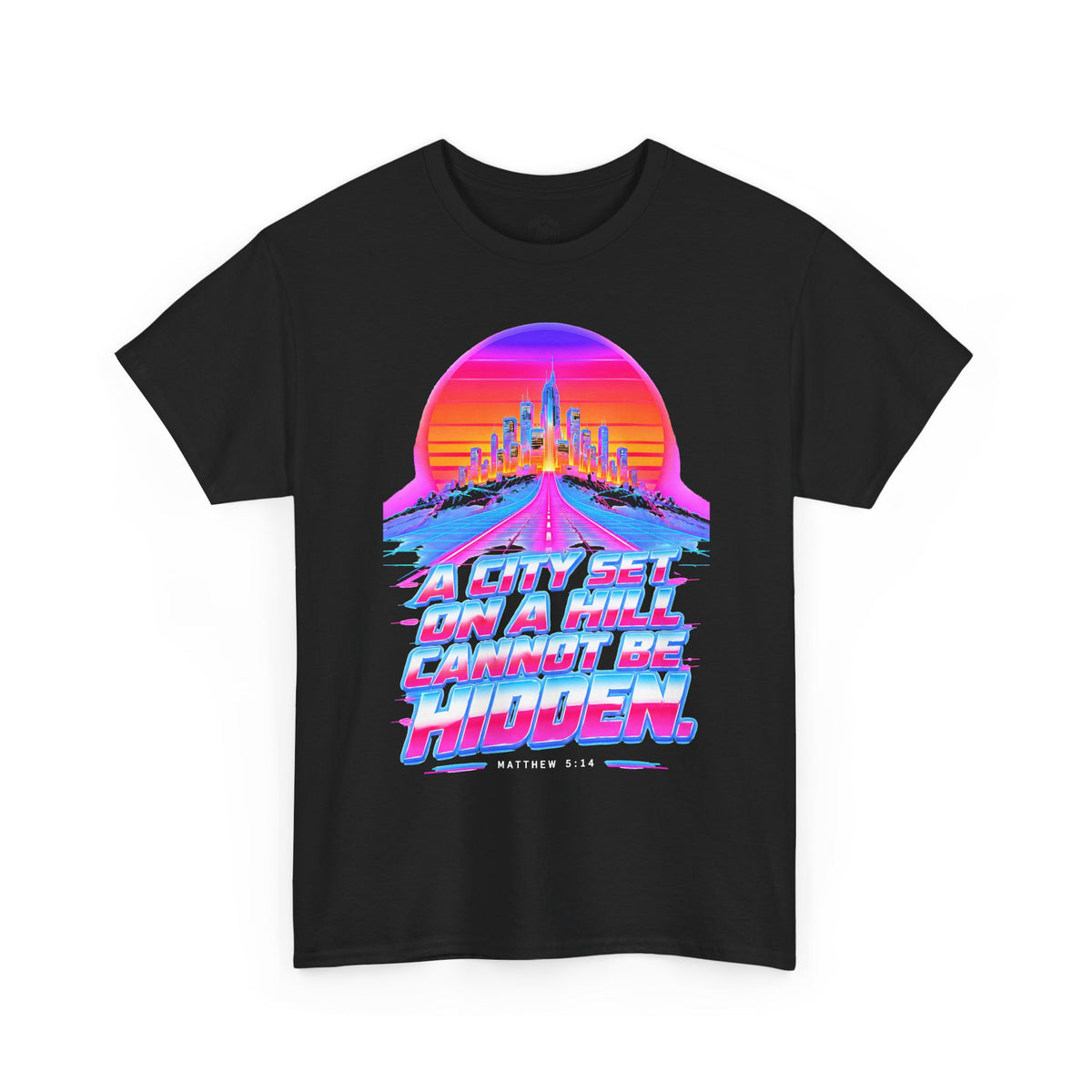 A City on a Hill Synthwave T-shirt – Donkey Talk graphic tee