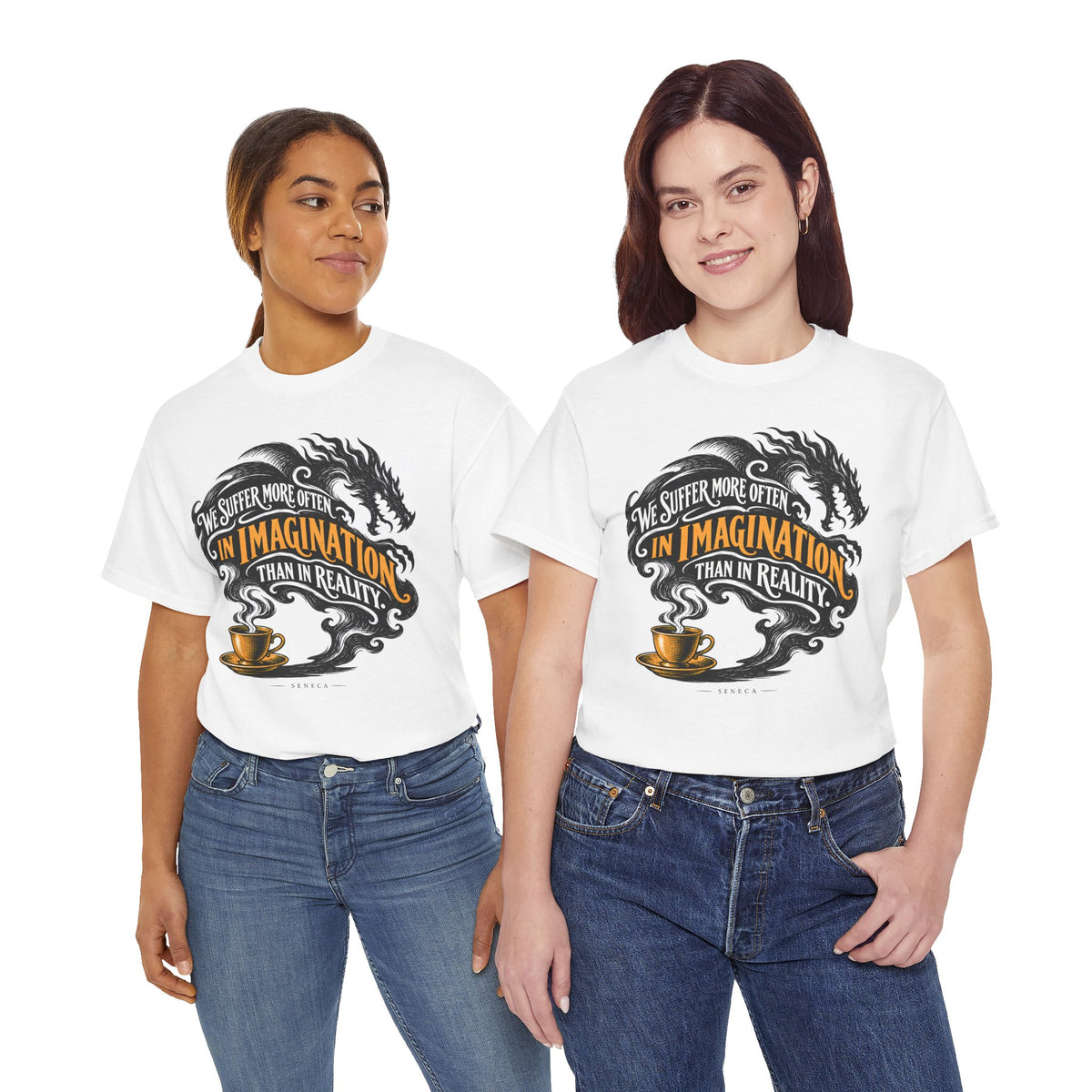 Seneca We Suffer More in Imagination T-shirt – Donkey Talk graphic tee