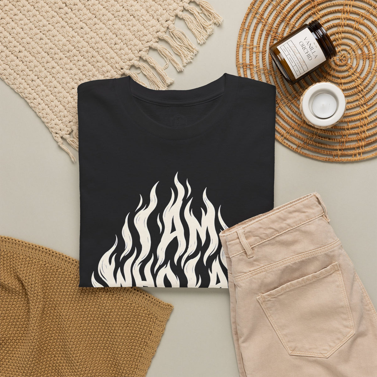 I Am Who I Am Flame Lettering T-shirt – Donkey Talk graphic tee